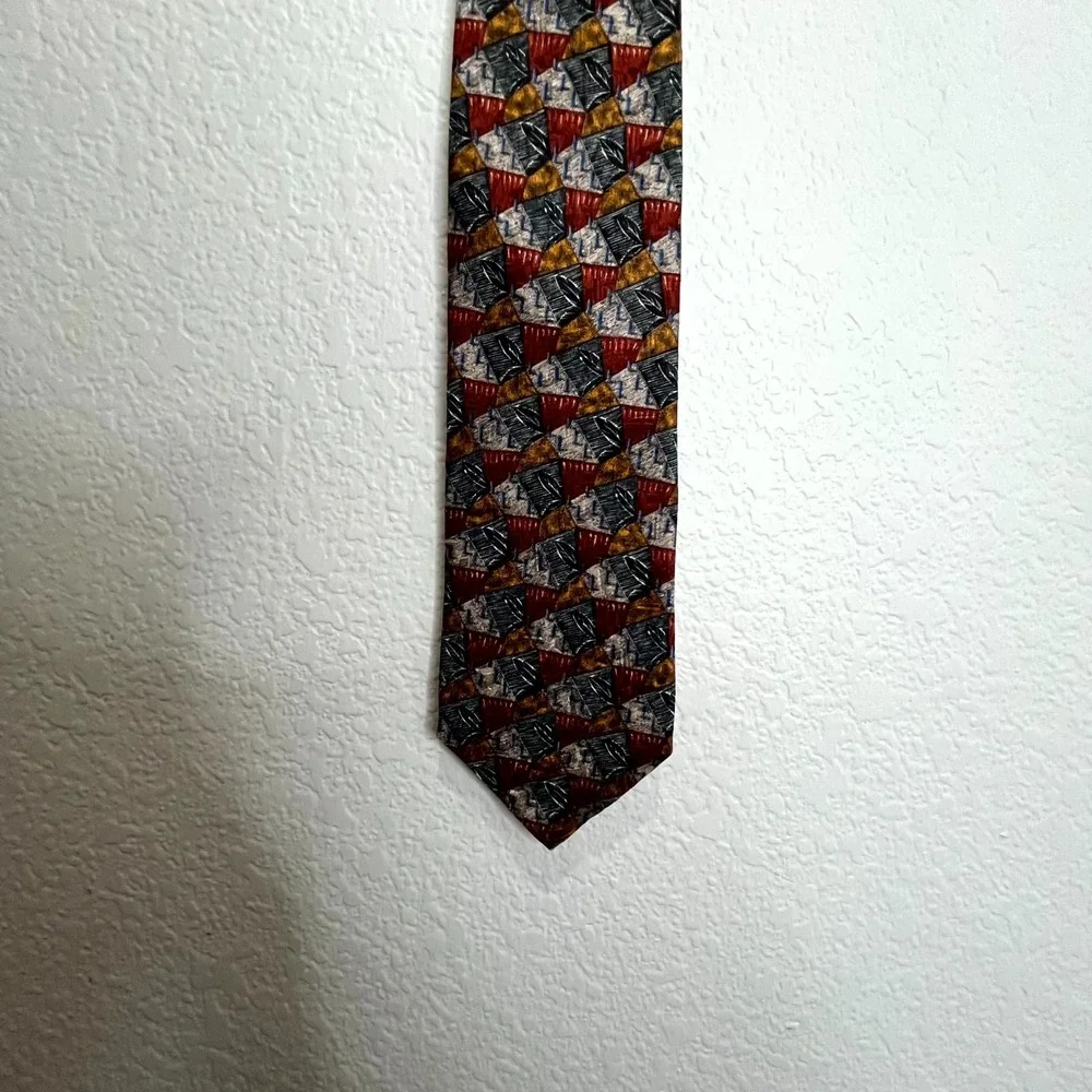 Ermenegildo Zegna Necktie Mens One Size Multicolor Printed Silk‎ Designer Formal